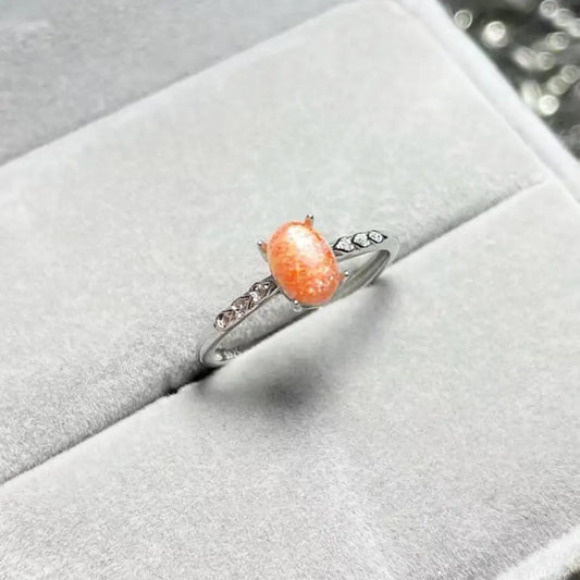 AKAC natural golden sunstone 925 sterling silver ring stone size approx5*7mm send randomly