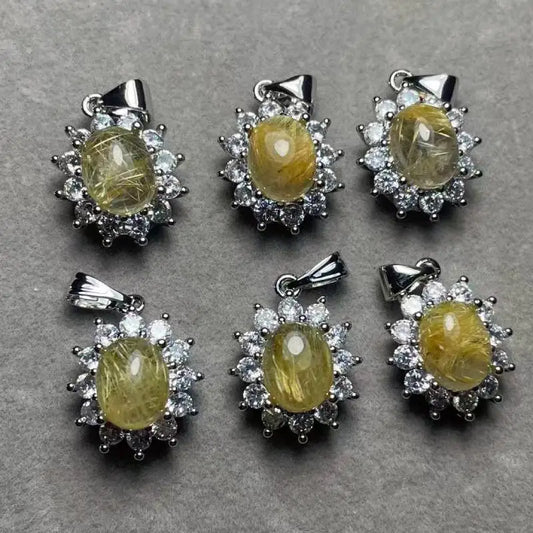 Natürlicher Goldrutilquarz-Anhänger, zufällig versandt, Steingröße ca. 7*9mm