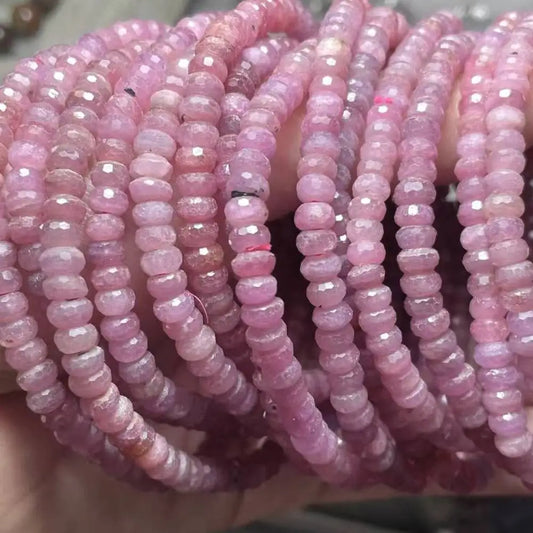 1bracelet Approx2-3.5*4-6mm natural ruby faceted rondelle bracelet beads