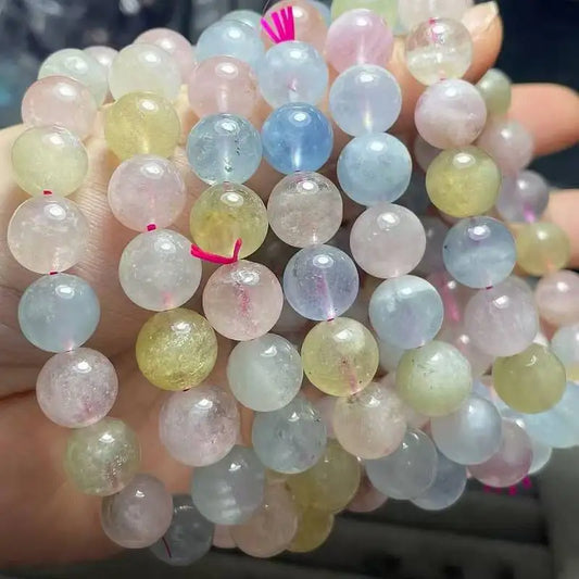 2bracelets AKAC approx10-10.8mm natural transparent Beryl morganite bracelet beads with few black spot wholesale