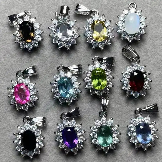 Natürlicher bunter Quarz-Weißkupfer-Anhänger, zufällig versendet, Steingröße ca. 5*7mm