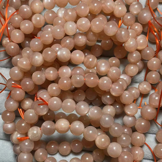 3 Armbänder, ca. 8–9 mm, natürliche orange Mondstein-Perlen