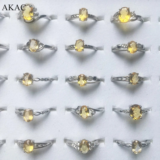 5 Ringe 10 Ringe AKAC ca. 5*7mm natürlicher Citrin-Quarz Damen verstellbarer Ring wird zufällig versendet
