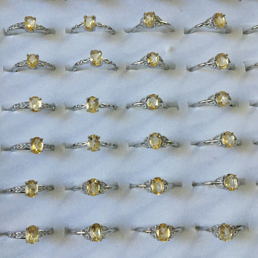 5 Ringe 10 Ringe AKAC ca. 5*7mm natürlicher Citrin-Quarz Damen verstellbarer Ring wird zufällig versendet