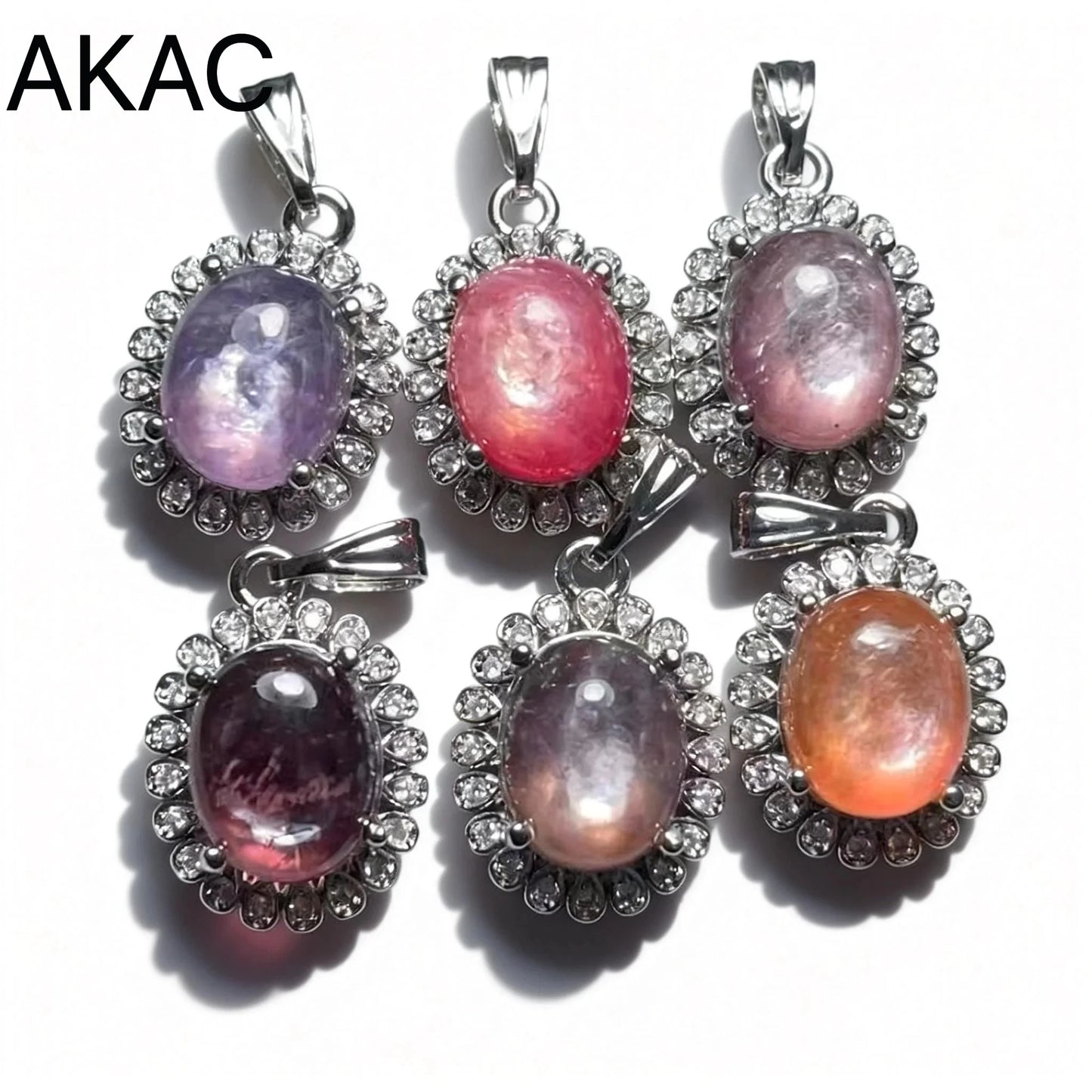 4 Stück AKAC Stein Größe ca. 8*10mm natürlicher Lepidolith Anhänger Weißkupfer Anhänger Charms zufällig verschickt