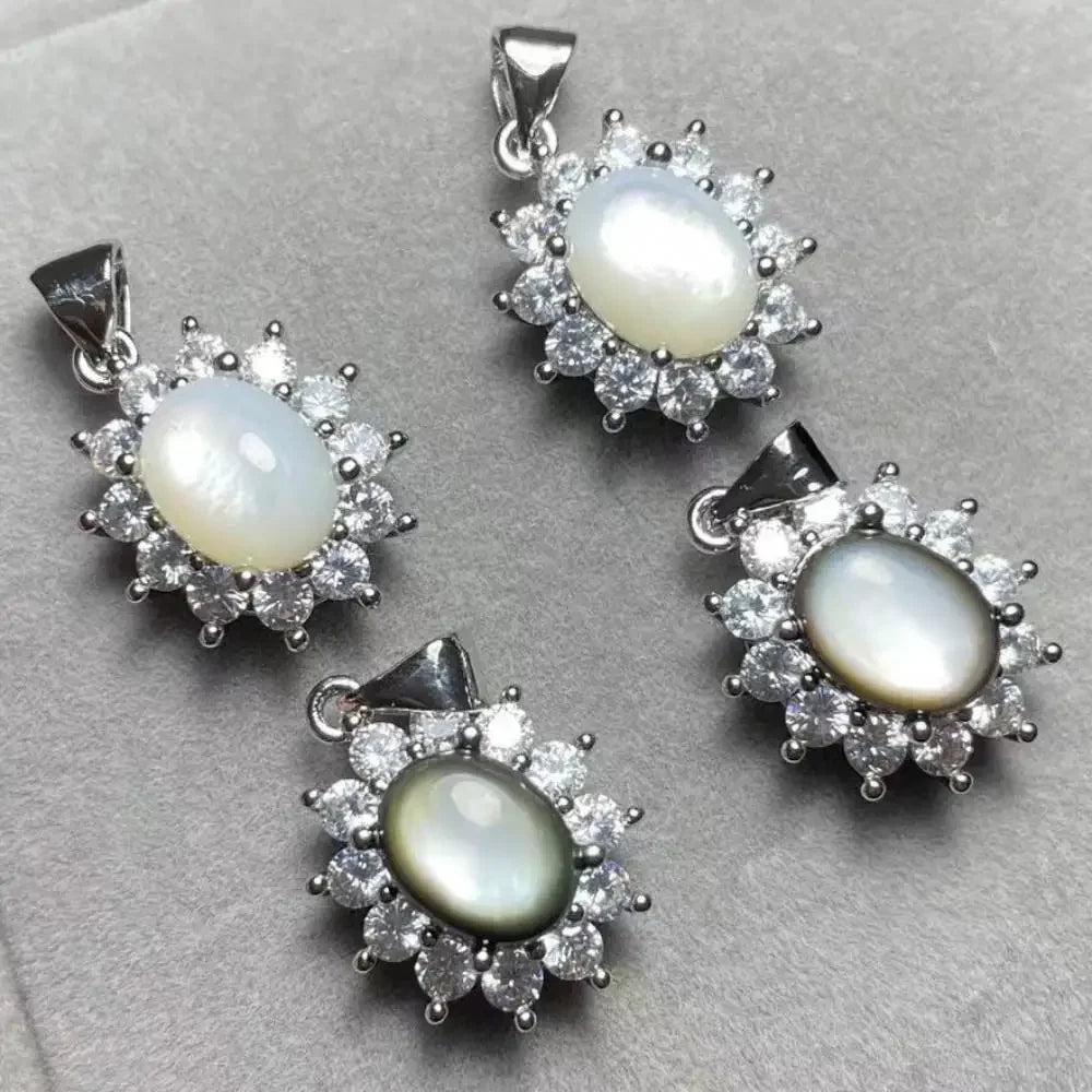 5 штук комбинированных бусин из аквамарина, лепидолита, лабрадорита, родокрозита, голубого кружевного агата и ракушек.