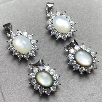 5 штук комбинированных бусин из аквамарина, лепидолита, лабрадорита, родокрозита, голубого кружевного агата и ракушек.