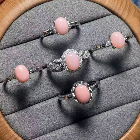 5 Stück AKAC ca. 6x8mm natürlicher rosa Opal zum Basteln, zufällige Auswahl