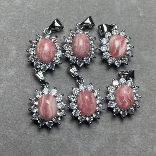 5 Stück AKAC natürlicher Rhodochrosit-Anhänger, Steingröße ca. 7*9mm, zufällig versendet