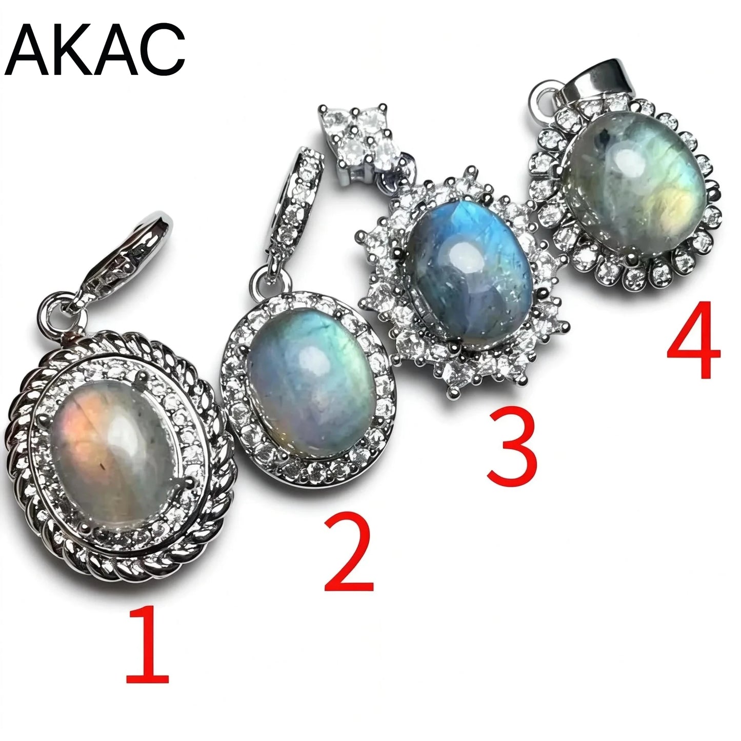 4 Stück AKAC Natürlicher Labradorit-Anhänger, Steingröße ca. 8*10mm, zufällig versandt