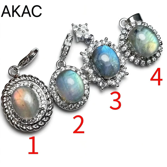 4 Stück AKAC Natürlicher Labradorit-Anhänger, Steingröße ca. 8*10mm, zufällig versandt