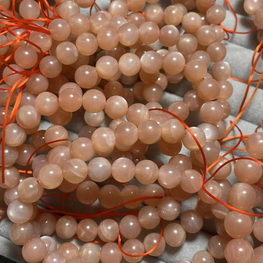 3 Armbänder, ca. 8–9 mm, natürliche orange Mondstein-Perlen