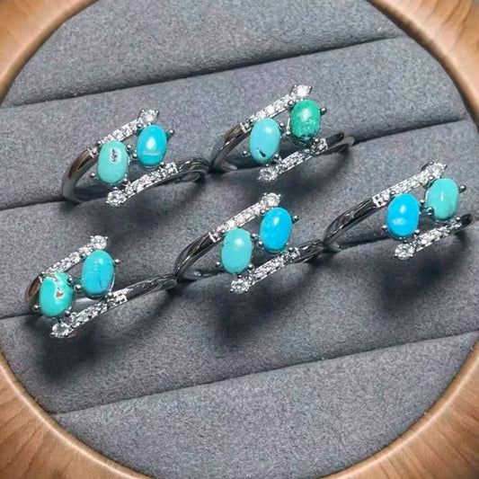 5 Stück AKAC ca. 4x6mm natürlicher Original-Türkis zum Basteln, zufällig versandt