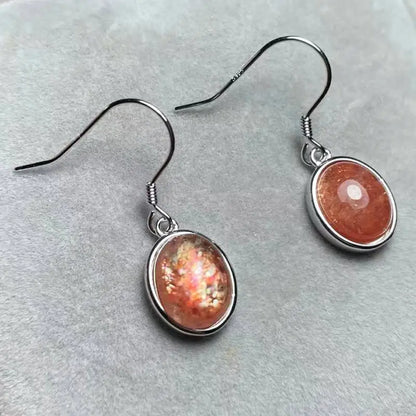 925 스털링 실버 천연 골든 선스톤 귀걸이 스톤 크기 약 8*10mm