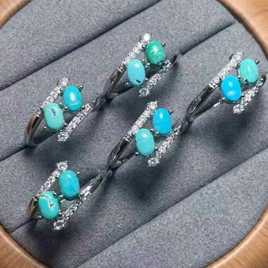 5 Stück AKAC ca. 4x6mm natürlicher Original-Türkis zum Basteln, zufällig versandt