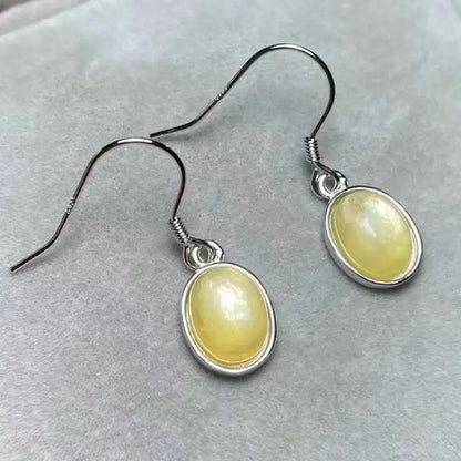 925 스털링 실버 천연 골든 리돌라이트 약 7*9mm 여성용 귀걸이