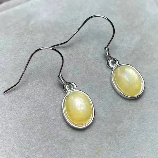 925 스털링 실버 천연 골든 리돌라이트 약 7*9mm 여성용 귀걸이