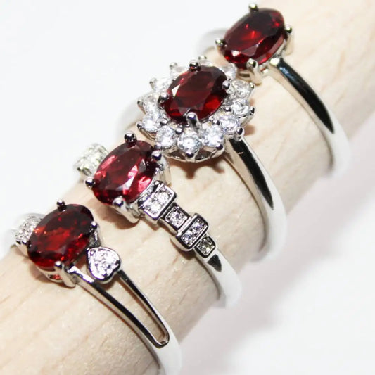 5 Ringe 10 Ringe ca. 5*7mm Großhandel AKAC natürlicher roter Granat verstellbarer Ring für Damen
