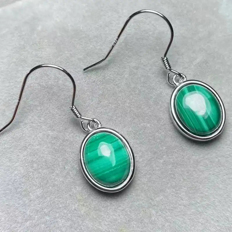 Approx8*10mm 925 sterling silver Natural malachite earrings for women earrings
