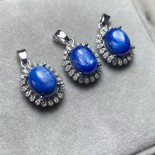 5 Stück AKAC Steingröße ca. 8*10mm natürlicher Kyanit-Anhänger, weißer Kupferanhänger, zufällig versendet