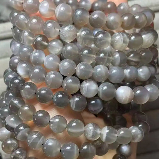 Номер распродажи (24) 5 браслетов примерно 8 мм, серый лунный камень оптом