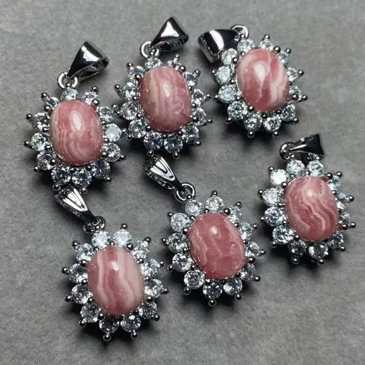 5 Stück AKAC natürlicher Rhodochrosit-Anhänger, Steingröße ca. 7*9mm, zufällig versendet