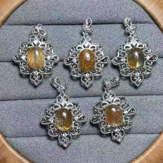 5 Stück/Set ca. 7x9mm natürlicher Kupfer-Rutilquarz für Schmuck-DIY-Zubehör Großhandel