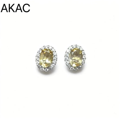 925 스털링 실버 천연 시트린 쿼츠 약 5*7mm 여성용 스터드 귀걸이