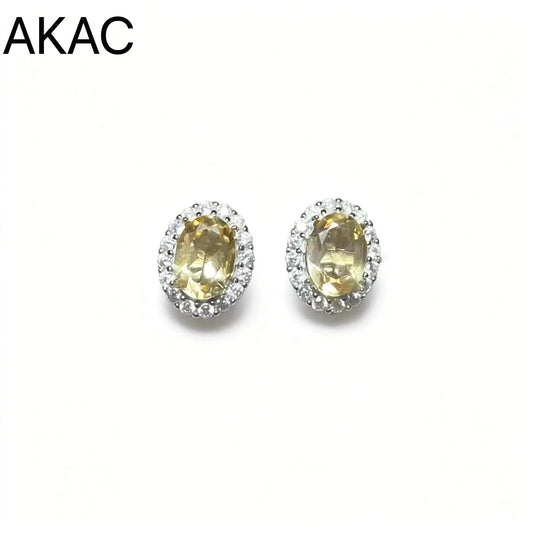 925 스털링 실버 천연 시트린 쿼츠 약 5*7mm 여성용 스터드 귀걸이