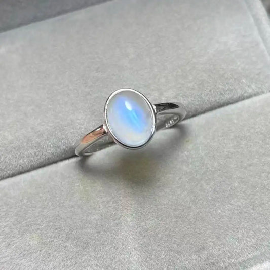 AKAC 925sterling silver approx7*9mm natural SRI LANKA moonstone  adjustable ring