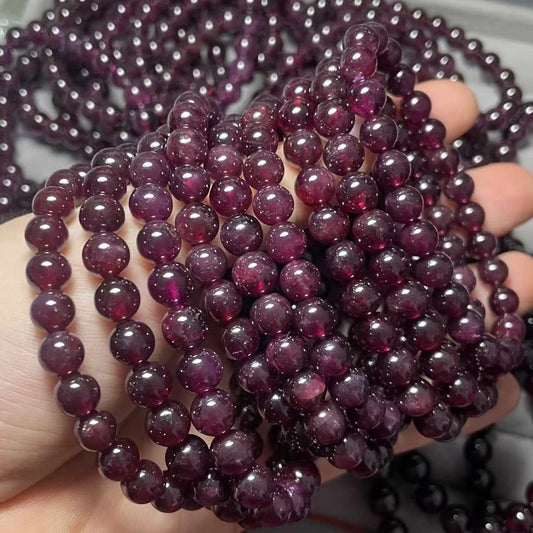 Бусины для браслетов из натурального красно-фиолетового граната диаметром примерно 7-8 мм (оптовая продажа).