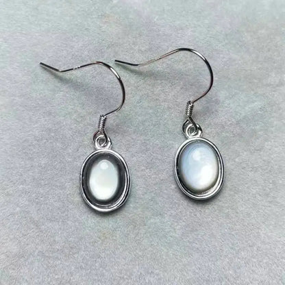 925 스털링 실버 천연 백흑 조개 비즈 귀걸이 스톤 크기 약 7*9mm