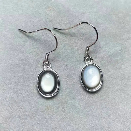 925 스털링 실버 천연 백흑 조개 비즈 귀걸이 스톤 크기 약 7*9mm