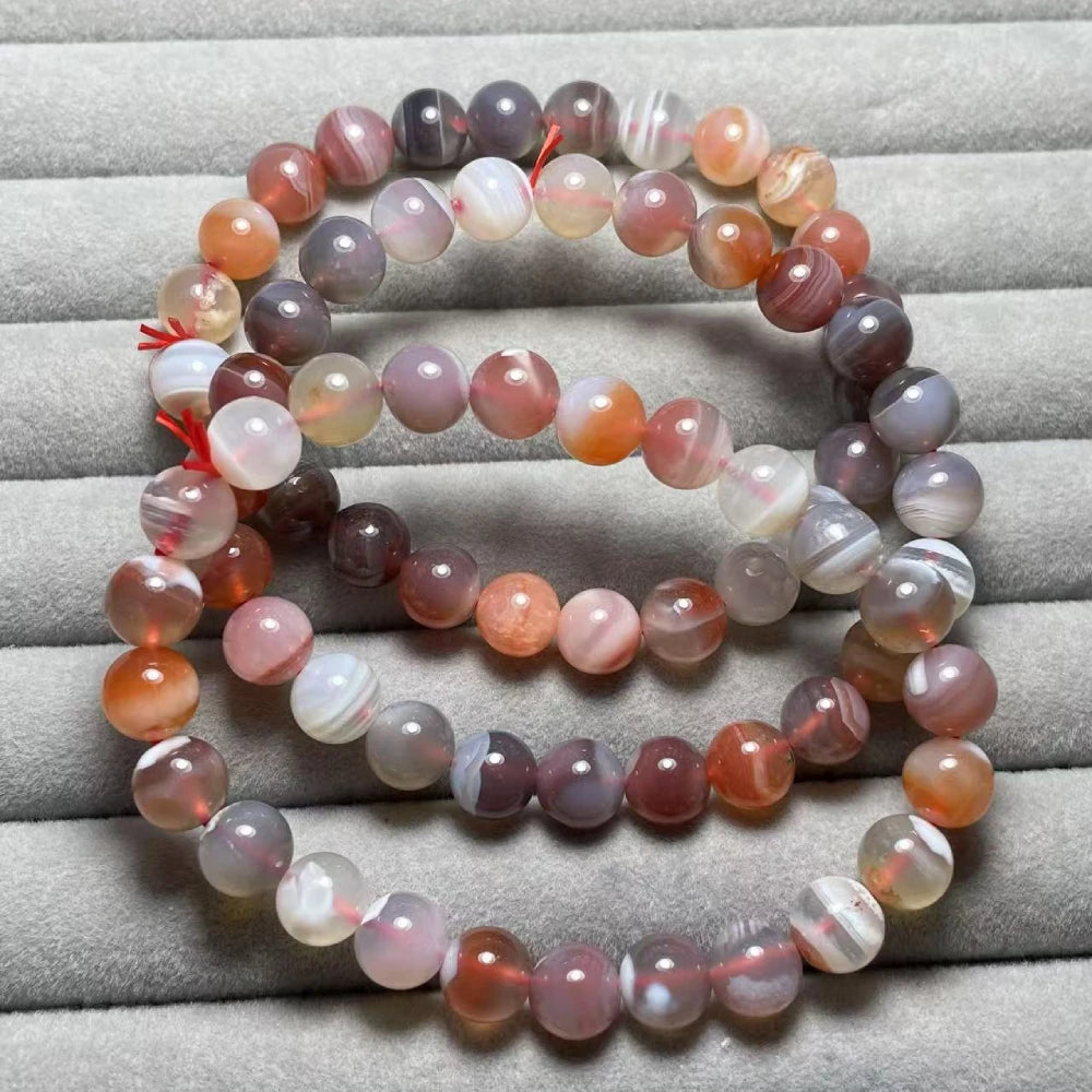 распродажа (48) 3 браслета, как на фото, натуральные 8-мм ботсванские агатовые бусины для браслетов оптом