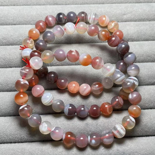 распродажа (48) 3 браслета, как на фото, натуральные 8-мм ботсванские агатовые бусины для браслетов оптом