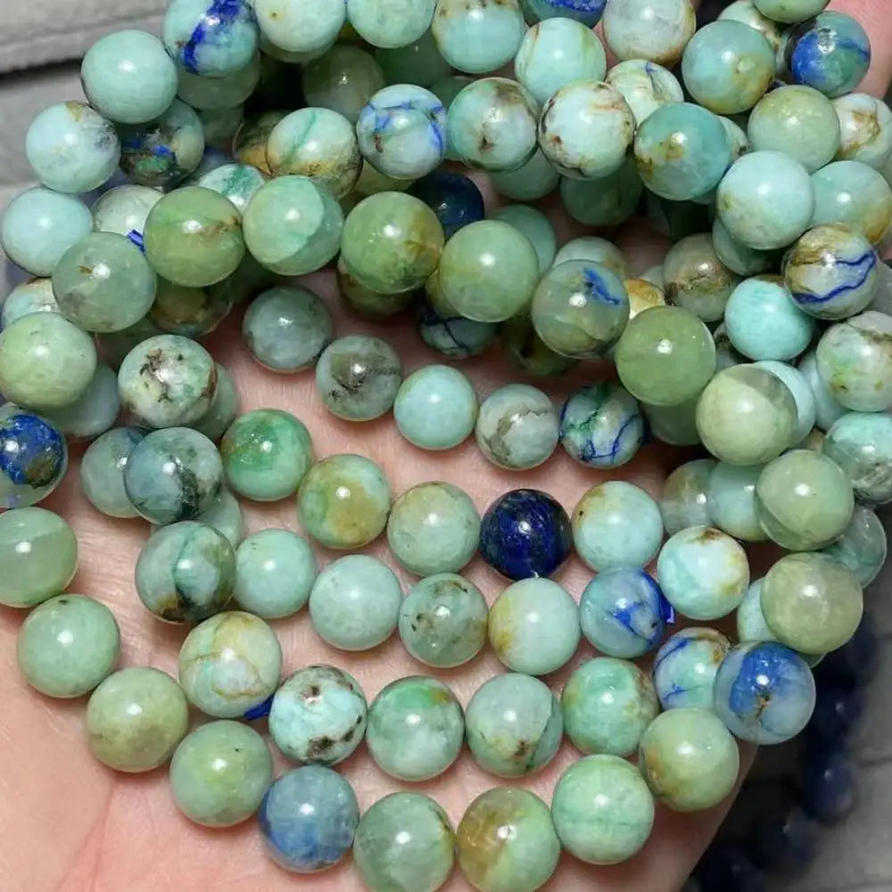 3 браслета AKAC, 100% натуральные бусины из азурита, приблизительно 8-8,8 мм.