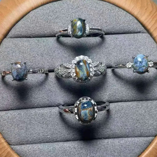 5 Stück AKAC ca. 6x8mm natürlicher Pietersit zum Basteln, zufällige Auswahl