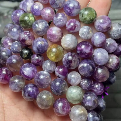 Новые бусины для браслета из натурального фиолетового лепидолита AKAC, приблизительно 9-11 мм, смешанного цвета.