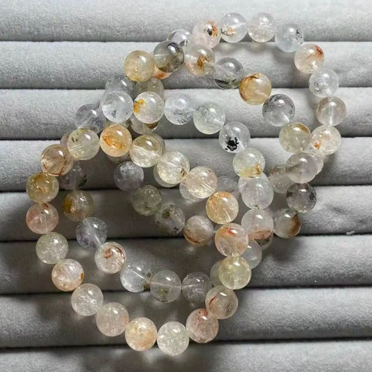 (70) clearance 4bracelets as photo approx10mm natural hematoid quartz bracelet beads
