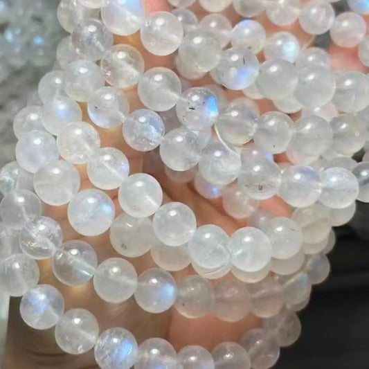 2-3Bracelets  approx7-10mm natural Sri-lanka  moonstone with black spot wholesale AKAC
