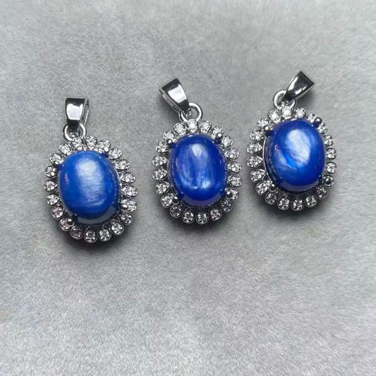 5 Stück AKAC Steingröße ca. 8*10mm natürlicher Kyanit-Anhänger, weißer Kupferanhänger, zufällig versendet