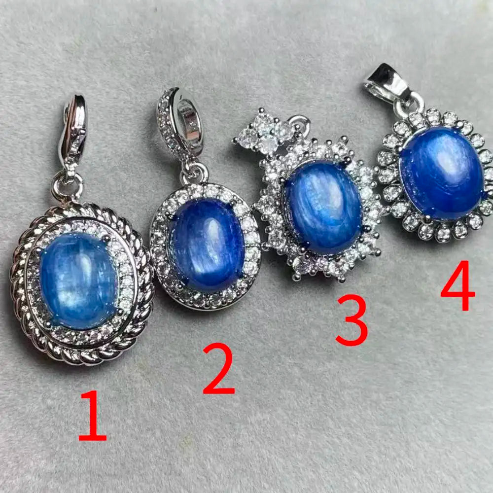 4 Stück AKAC natürlicher Cyanit-Anhänger, Steingröße ca. 8 x 10 mm, zufällig ausgewählt