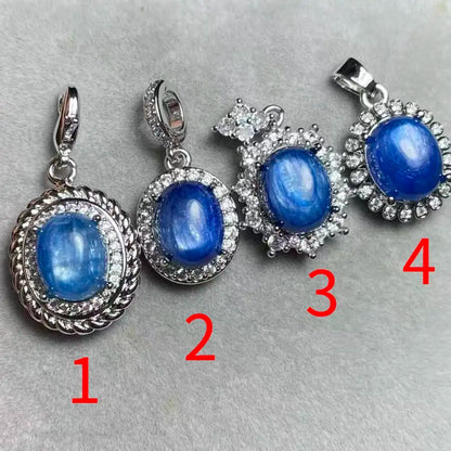 4 Stück AKAC natürlicher Cyanit-Anhänger, Steingröße ca. 8 x 10 mm, zufällig ausgewählt