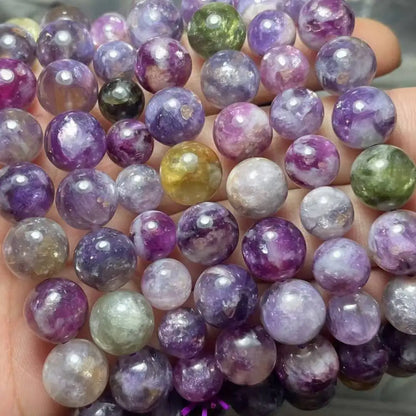 Новые бусины для браслета из натурального фиолетового лепидолита AKAC, приблизительно 9-11 мм, смешанного цвета.