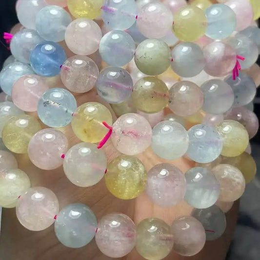 2bracelets  AKAC approx10-10.8mm natural transparent Beryl morganite bracelet beads with few black spot wholesale