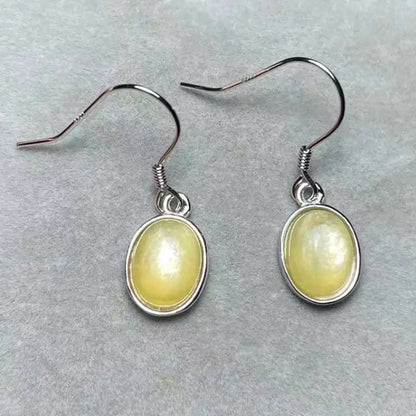 925 스털링 실버 천연 골든 리돌라이트 약 7*9mm 여성용 귀걸이