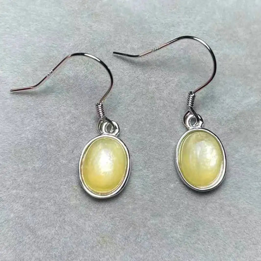 925 스털링 실버 천연 골든 리돌라이트 약 7*9mm 여성용 귀걸이