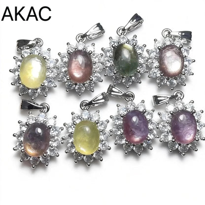 4 Stück AKAC Stein, Größe ca. 7*9mm, natürlicher Lepidolith-Anhänger, Weißkupfer-Anhänger, zufällig versendet