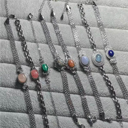 5 Stück AKAC ca. 7-8x9-10mm Natursteinarmband zufällig gesendet