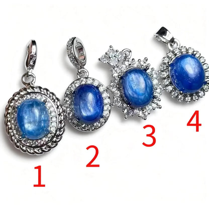 4 Stück AKAC natürlicher Cyanit-Anhänger, Steingröße ca. 8 x 10 mm, zufällig ausgewählt